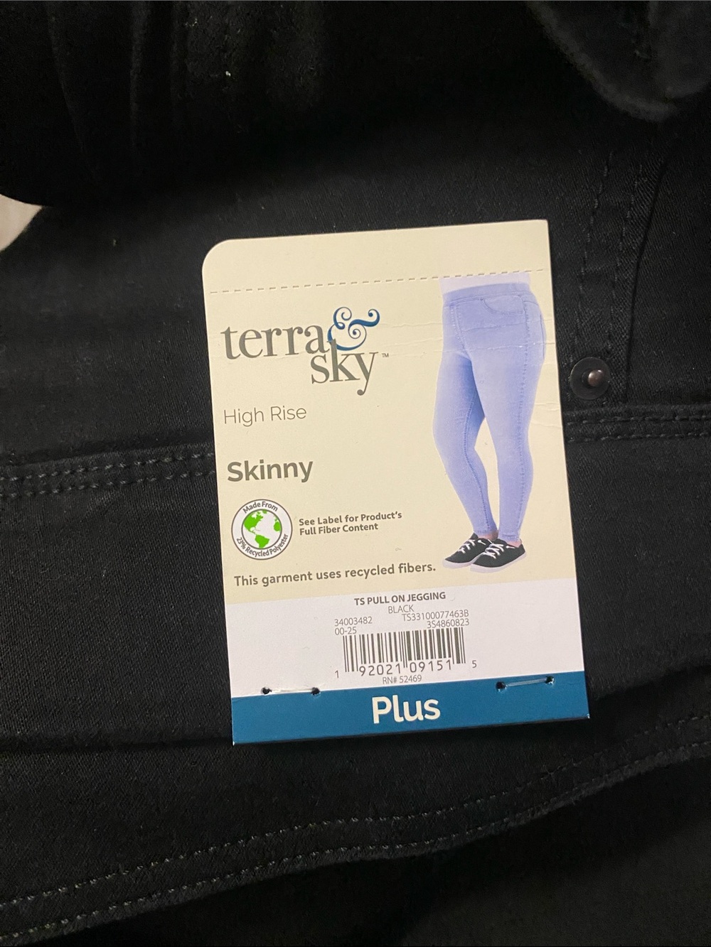 Terra & Sky Black High Rise Skinny Plus Jeggings